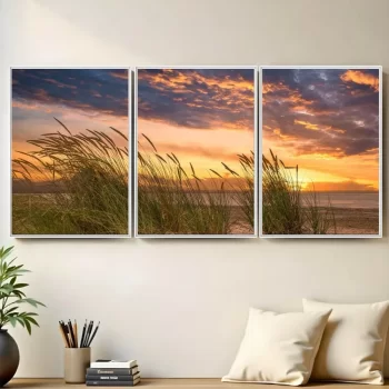 Kit Quadro Decorativo Capim 3 Partes
