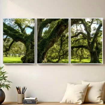Kit Quadro Decorativo Paisagem Com Árvores 3 Partes