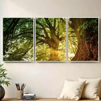 Kit Quadro Decorativo Natureza Verde 3 Partes
