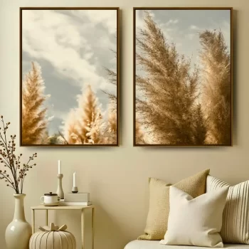 Kit Quadro Decorativo Capim Dos Pampas I