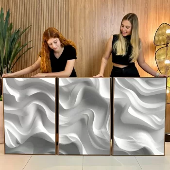 Kit Quadro Decorativo Abstrato Clean 3 Partes