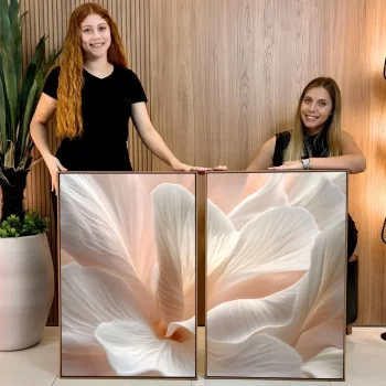 Kit Quadro Decorativo Flor Rosé Gold