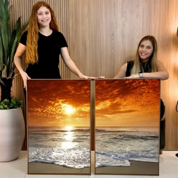 Kit Quadro Decorativo Mar Ao Pôr do Sol Beleza Serena