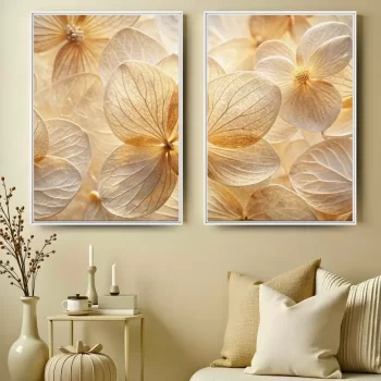 Kit Quadro Decorativo Flores Neutras I