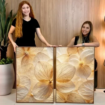 Kit Quadro Decorativo Flores Neutras I