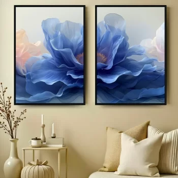 Kit Quadro Decorativo Blue Flower