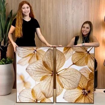 Kit Quadro Decorativo Flores Neutras II