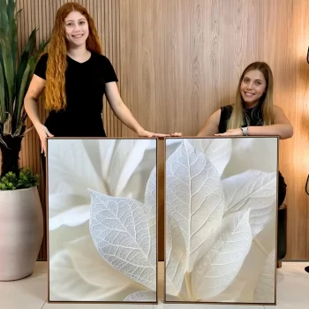 Kit Quadro Decorativo Flores Brancas Clean