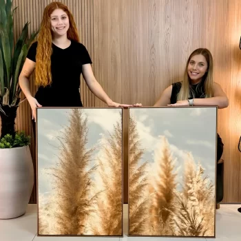 Kit Quadro Decorativo Capim Dos Pampas II