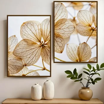 Kit Quadro Decorativo Flores Neutras V
