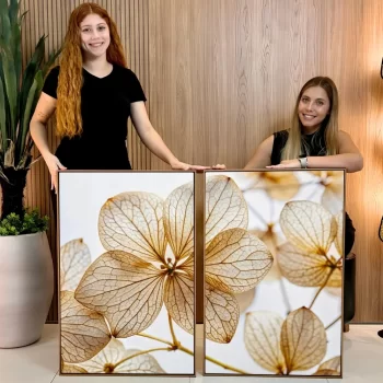 Kit Quadro Decorativo Flores Neutras V