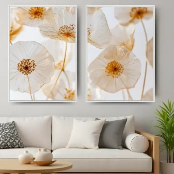 Kit Quadro Decorativo Flores Delicadas
