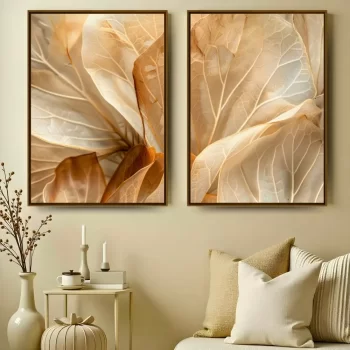 Kit Quadro Decorativo Folhas Secas