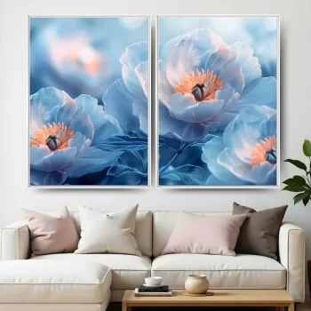 Kit Quadro Decorativo Flores Azuis