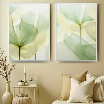 Kit Quadro Decorativo Flores Verdes Clean