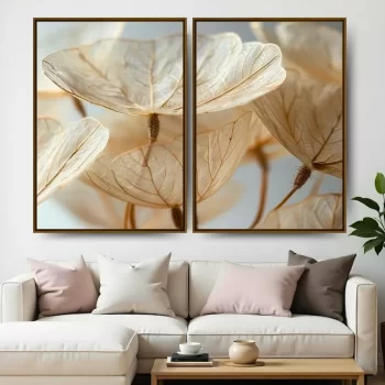Kit Quadro Decorativo Flores Tons De Bege