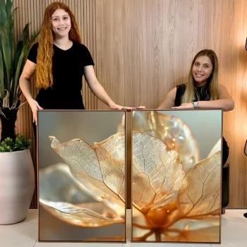 Kit Quadro Decorativo Flor Vidro