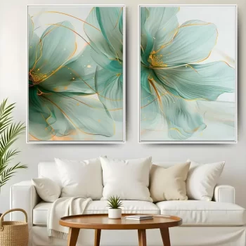 Kit Quadro Decorativo Flor Arte Verde