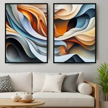 Kit Quadro Decorativo Fitas Abstratas