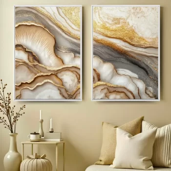 Kit Quadro Decorativo New Abstrato Gold