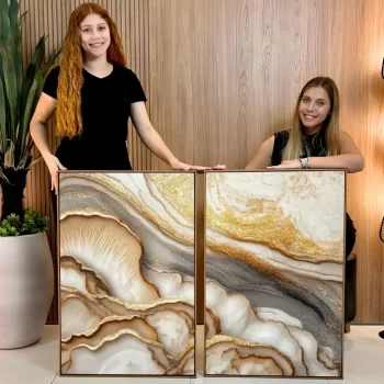 Kit Quadro Decorativo New Abstrato Gold