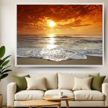 Quadro Decorativo Mar Ao Pôr do Sol Beleza Serena