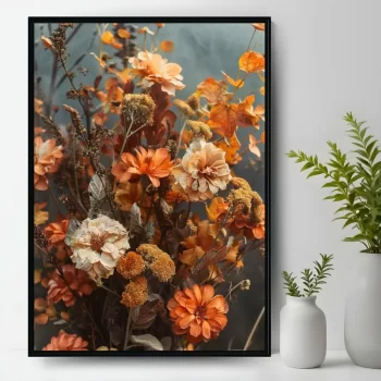 Quadro Decorativo Flores Laranjas