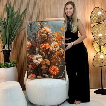 Quadro Decorativo Flores Laranjas