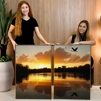 Kit Quadro Decorativo Pôr Do Sol No Lago I