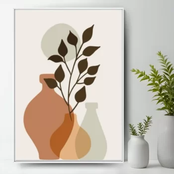 Quadro Decorativo Vasos C/ Folhagens Vector Art I