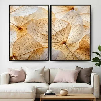 Kit Quadro Decorativo Flores Neutras IV
