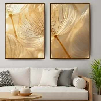 Kit Quadro Decorativo Flores Neutras