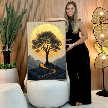 Quadro Decorativo Árvore Com Lua Cheia