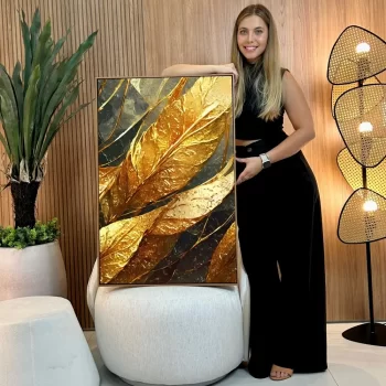 Quadro Decorativo Textura Folha Ouro I