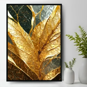 Quadro Decorativo Textura Folha Ouro II
