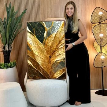 Quadro Decorativo Textura Folha Ouro II
