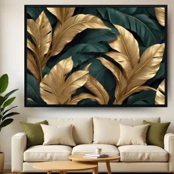 Quadro Decorativo Folhas Tropicais Gold