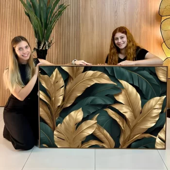 Quadro Decorativo Folhas Tropicais Gold