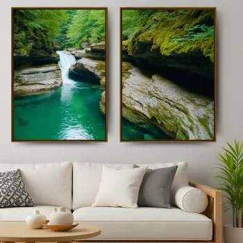 Kit Quadro Decorativo Cachoeira No Paraíso