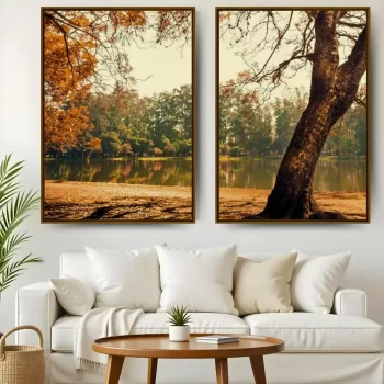 Kit Quadro Decorativo Paisagem Outonada