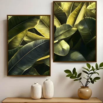 Kit Quadro Decorativo Folhas De Bananeira