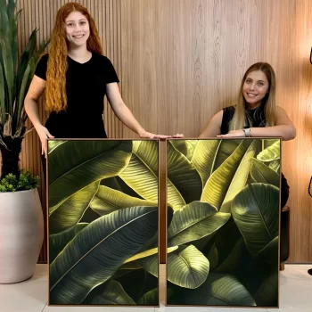 Kit Quadro Decorativo Folhas De Bananeira