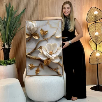 Quadro Decorativo Flor Ouro I