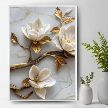 Quadro Decorativo Flor Ouro II
