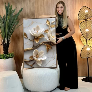 Quadro Decorativo Flor Ouro II