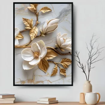 Quadro Decorativo Flor Ouro III