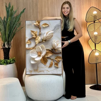 Quadro Decorativo Flor Ouro III