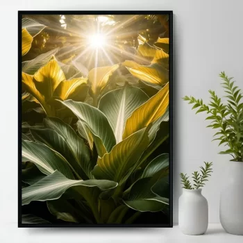 Quadro Decorativo Folhagens Raio De Luz