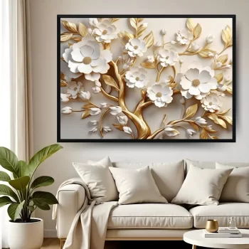 Quadro Decorativo Árvore Ouro II