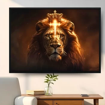Quadro Decorativo Leão De Judá Com Cruz